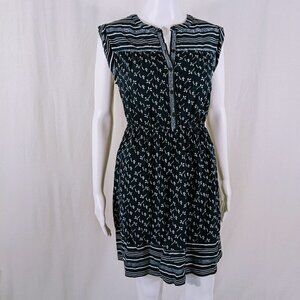 Loft Outlet Navy and White Floral Striped Dress Women's Size Small Petite SP